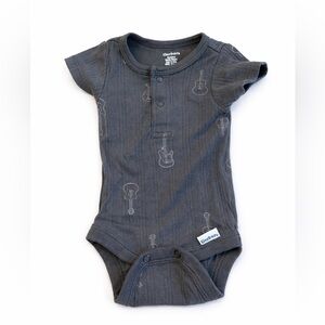Gerber Dark Gray Guitar Print Short-Sleeve Baby One-Piece